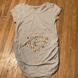 Gray Floral Heart Maternity Tee - Gray - Ingrid & Isabel